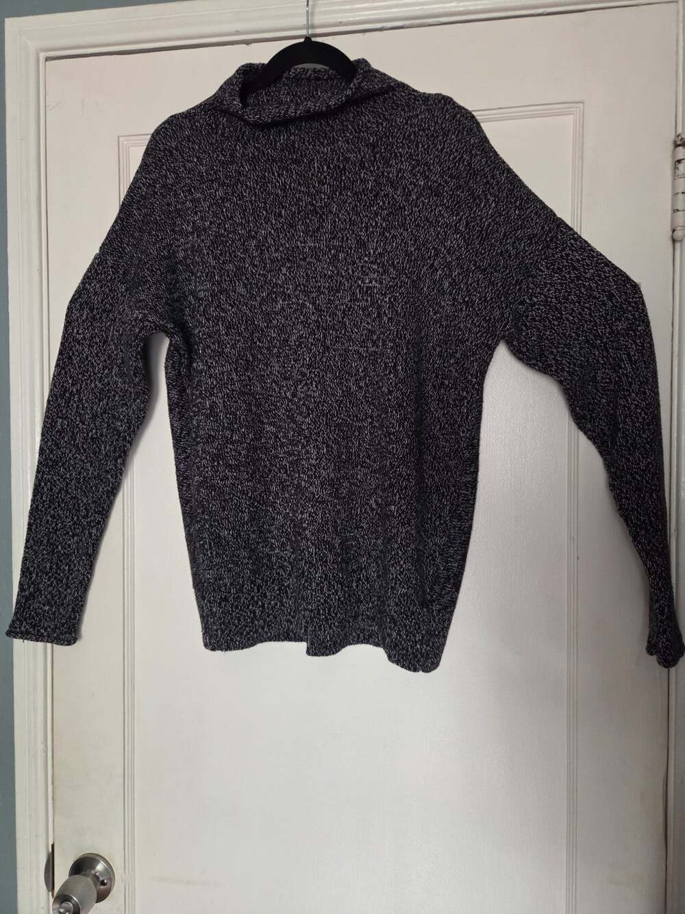 Tahari Women’s L Black MarledCotton Blend Long Sleeve Pullover Sweater